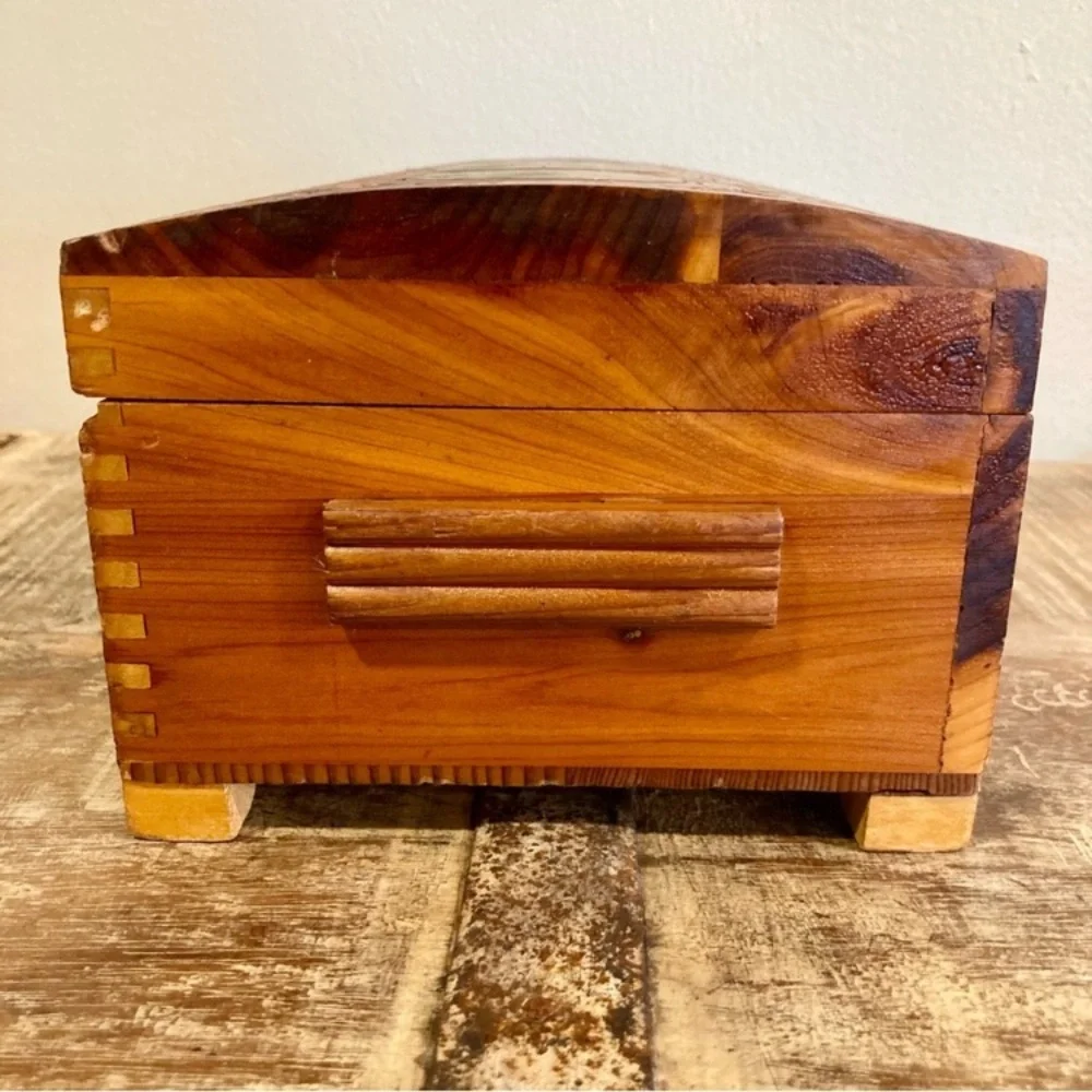 Scenic Carved Wood Box Document Box Glove Box Box Decorative Jewelry Box